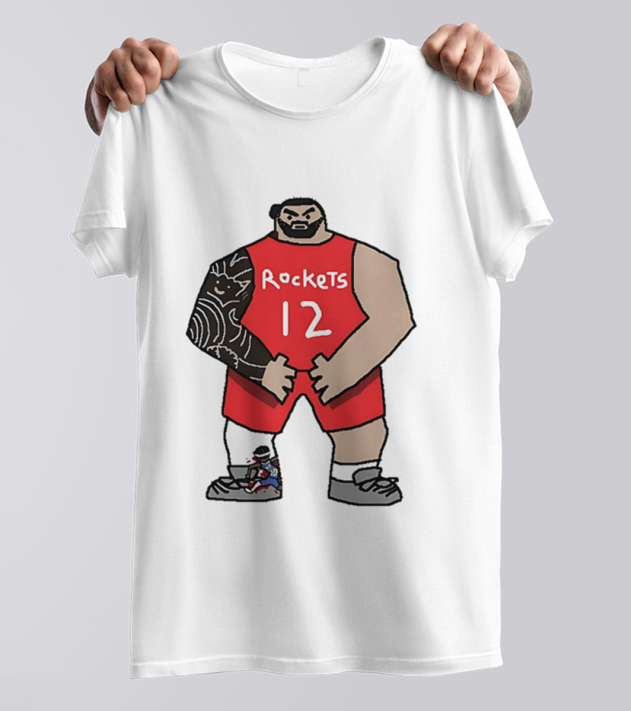 Houston Rockets Cartoon Figure No.12 Basketball Steven Adams T-Shirt
