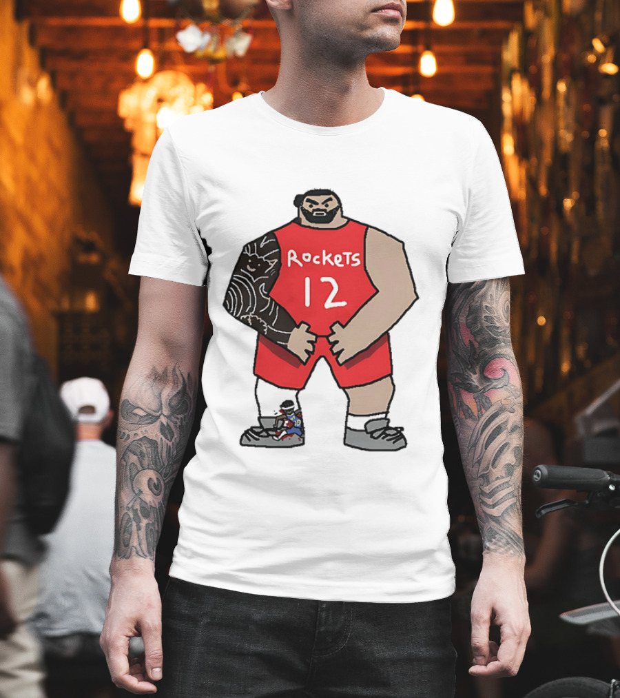 Houston Rockets Cartoon Figure No.12 Basketball Steven Adams T-Shirt