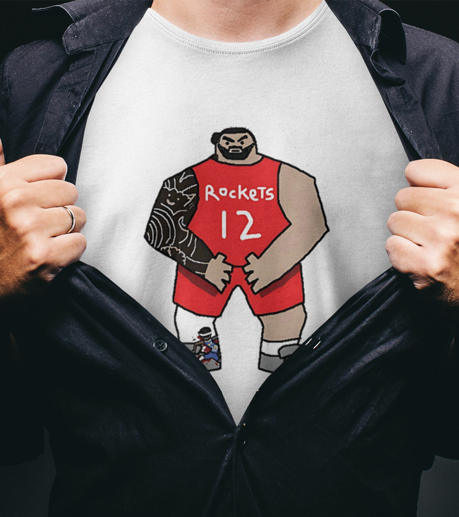 Houston Rockets Cartoon Figure No.12 Basketball Steven Adams T-Shirt