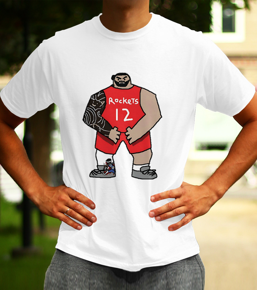 Houston Rockets Cartoon Figure No.12 Basketball Steven Adams T-Shirt