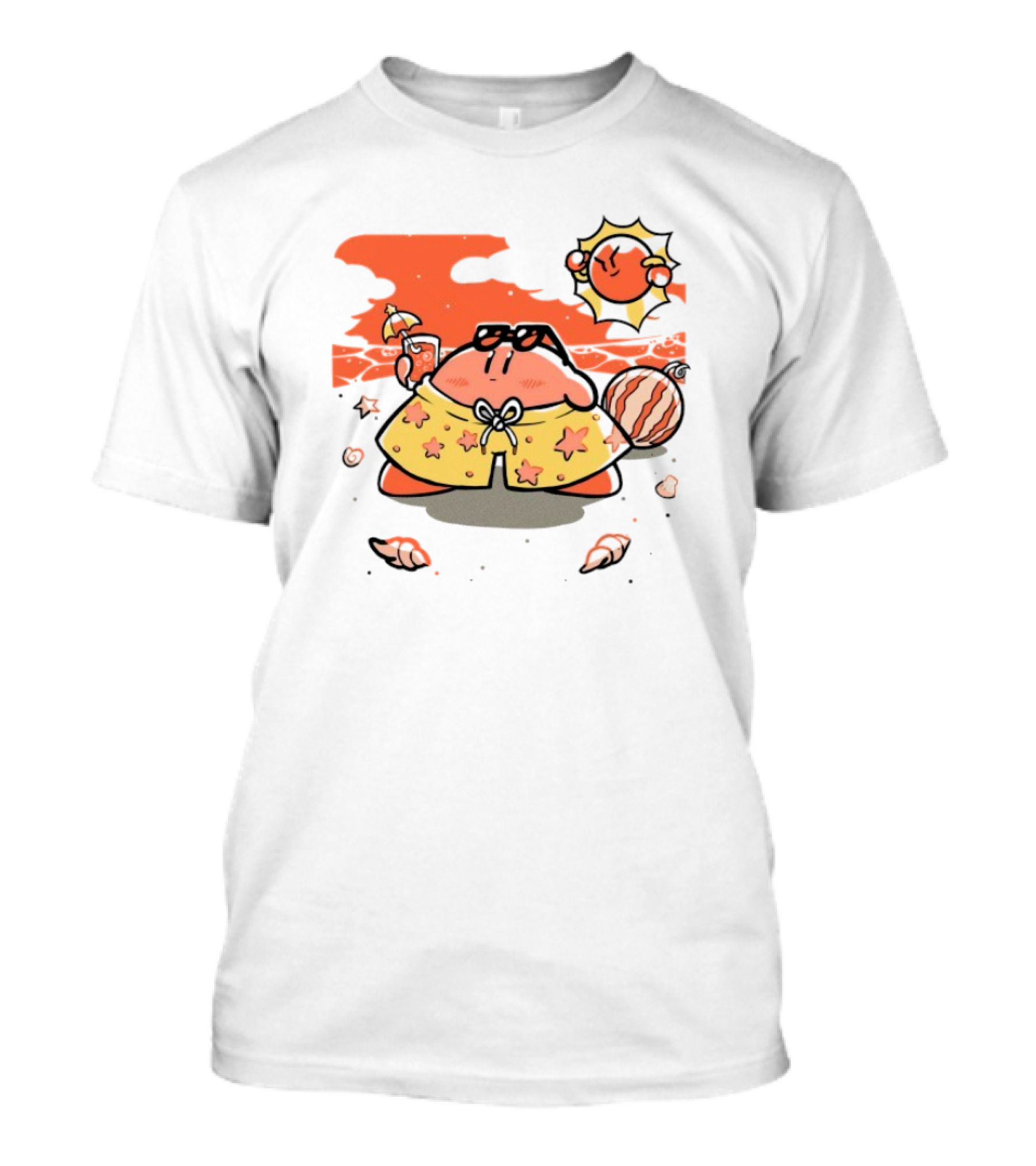 Summer Vibes Hanshumon Cute Beach Character With Sunglasses And Beach Ball T-Shirt