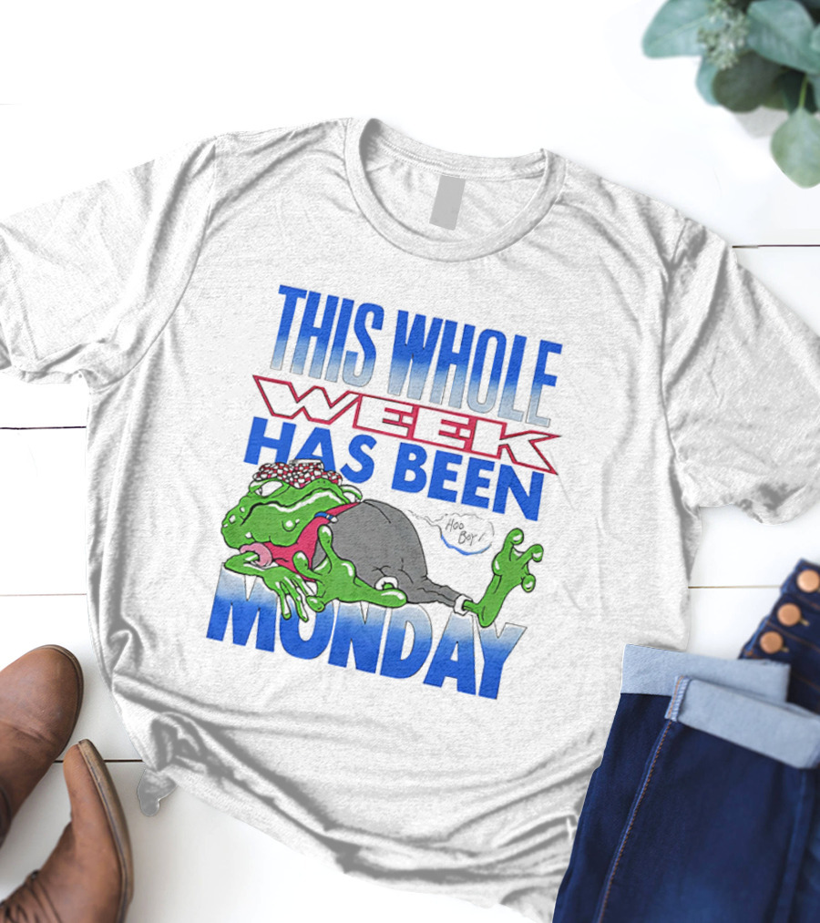 This Whole Week Has Been Monday Toad Cartoon Tired Frog T-Shirt