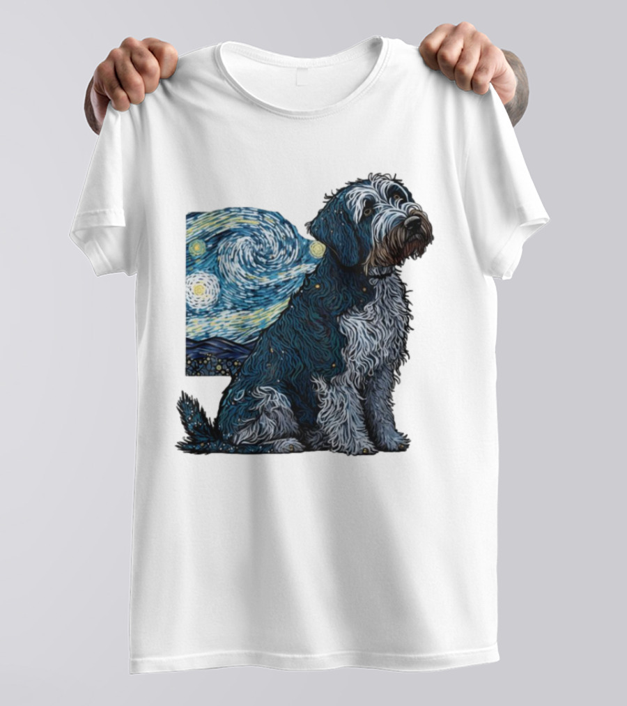 Van Gogh Starry Night Dog Painting Style T-Shirt