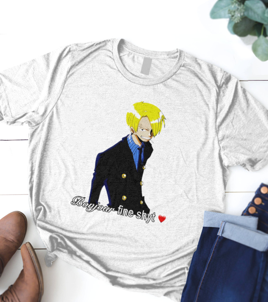 Vinsmoke Sanji Bonjour Fine Shyt Cartoon Character Heart Icon T-Shirt