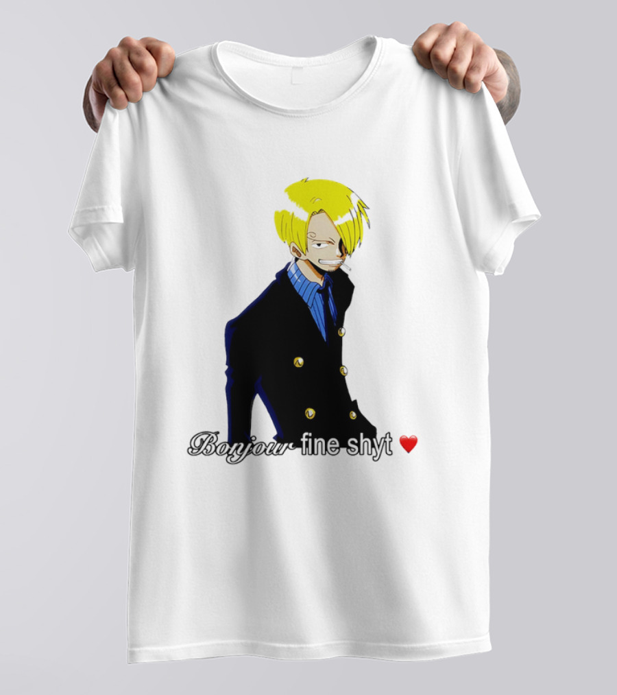 Vinsmoke Sanji Bonjour Fine Shyt Cartoon Character Heart Icon T-Shirt