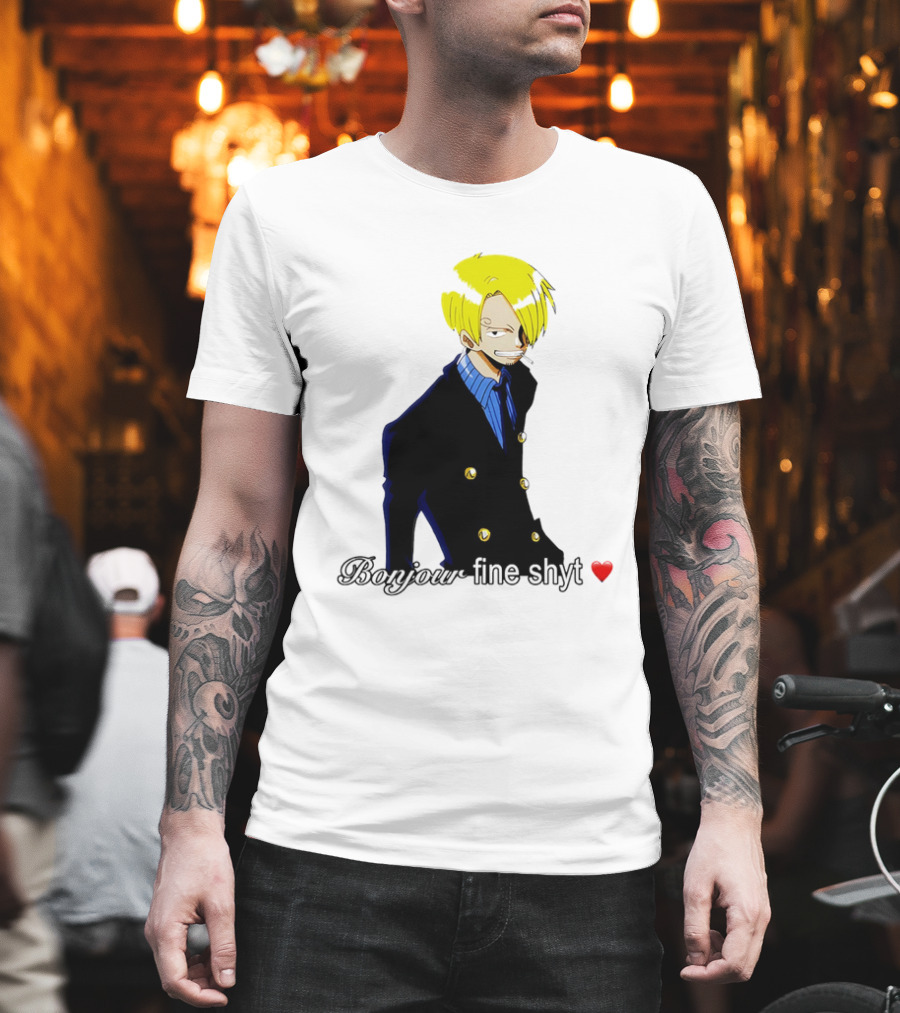Vinsmoke Sanji Bonjour Fine Shyt Cartoon Character Heart Icon T-Shirt