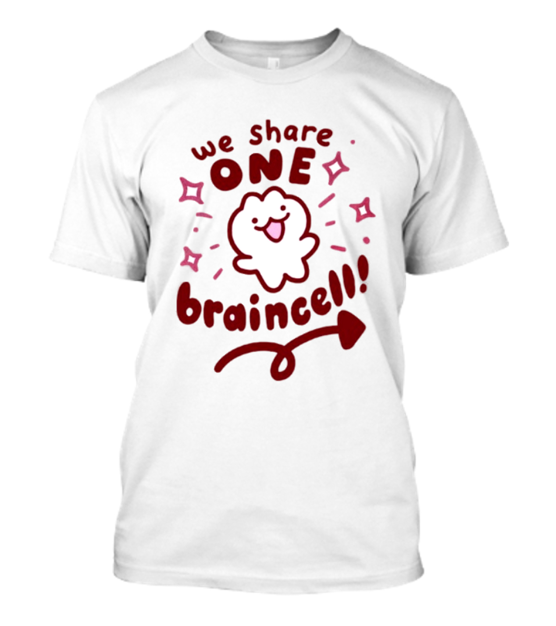 We Share One Braincell Cute Character With Heart And Sparkles T-Shirt