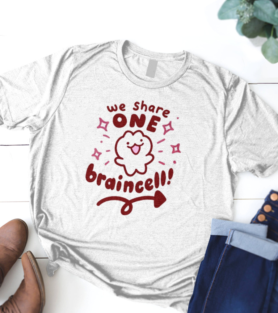 We Share One Braincell Cute Character With Heart And Sparkles T-Shirt