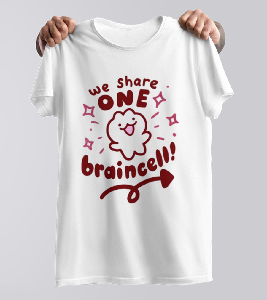 We Share One Braincell Cute Character With Heart And Sparkles T-Shirt