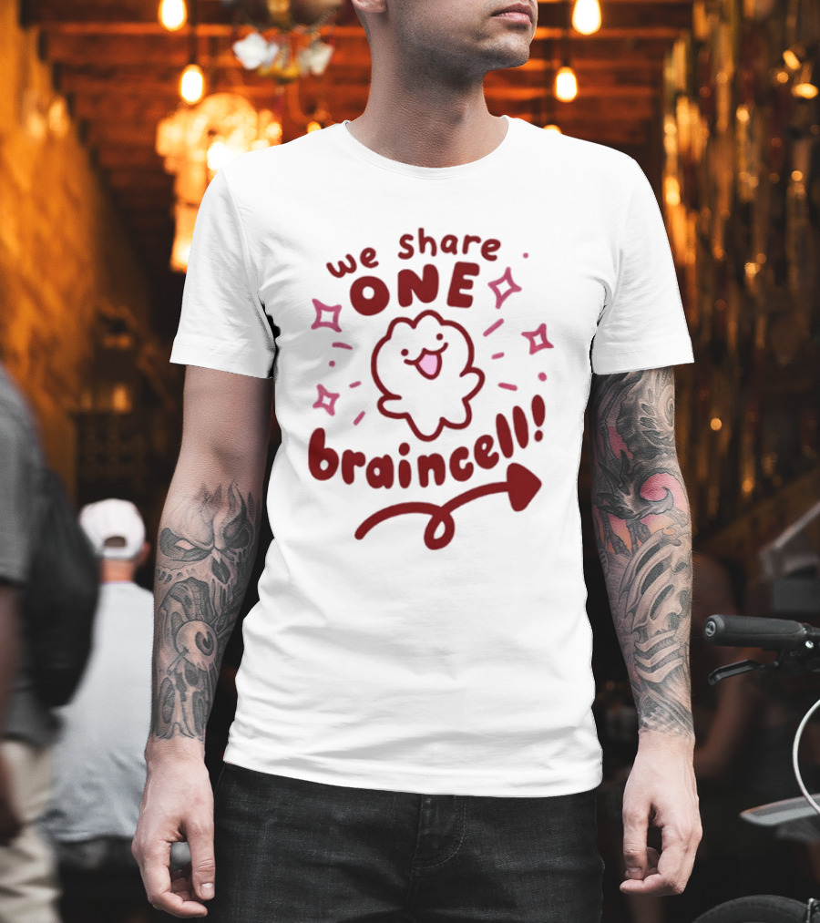 We Share One Braincell Cute Character With Heart And Sparkles T-Shirt