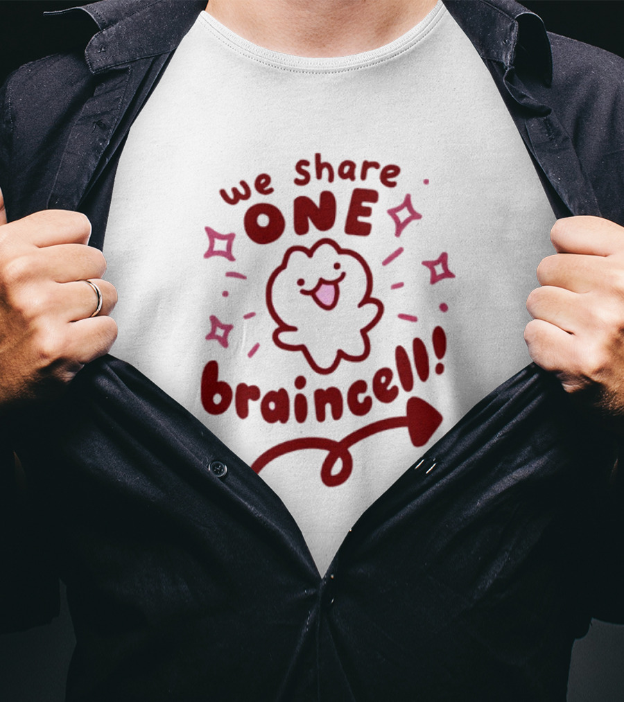 We Share One Braincell Cute Character With Heart And Sparkles T-Shirt