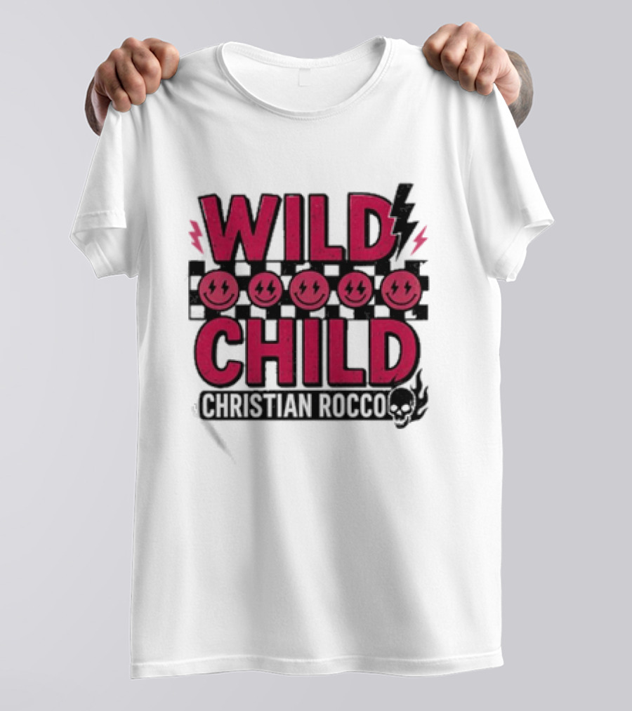 Wild Child Smiles Lightning Emojis Christian Rocco T-Shirt
