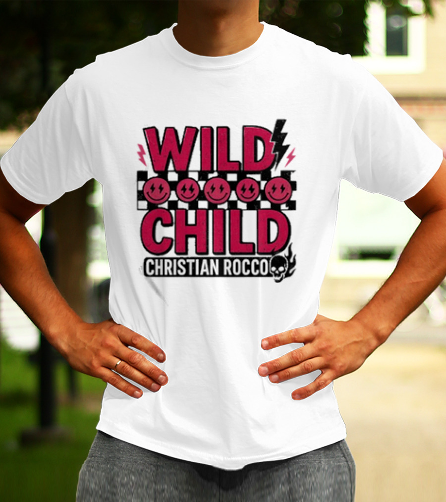 Wild Child Smiles Lightning Emojis Christian Rocco T-Shirt