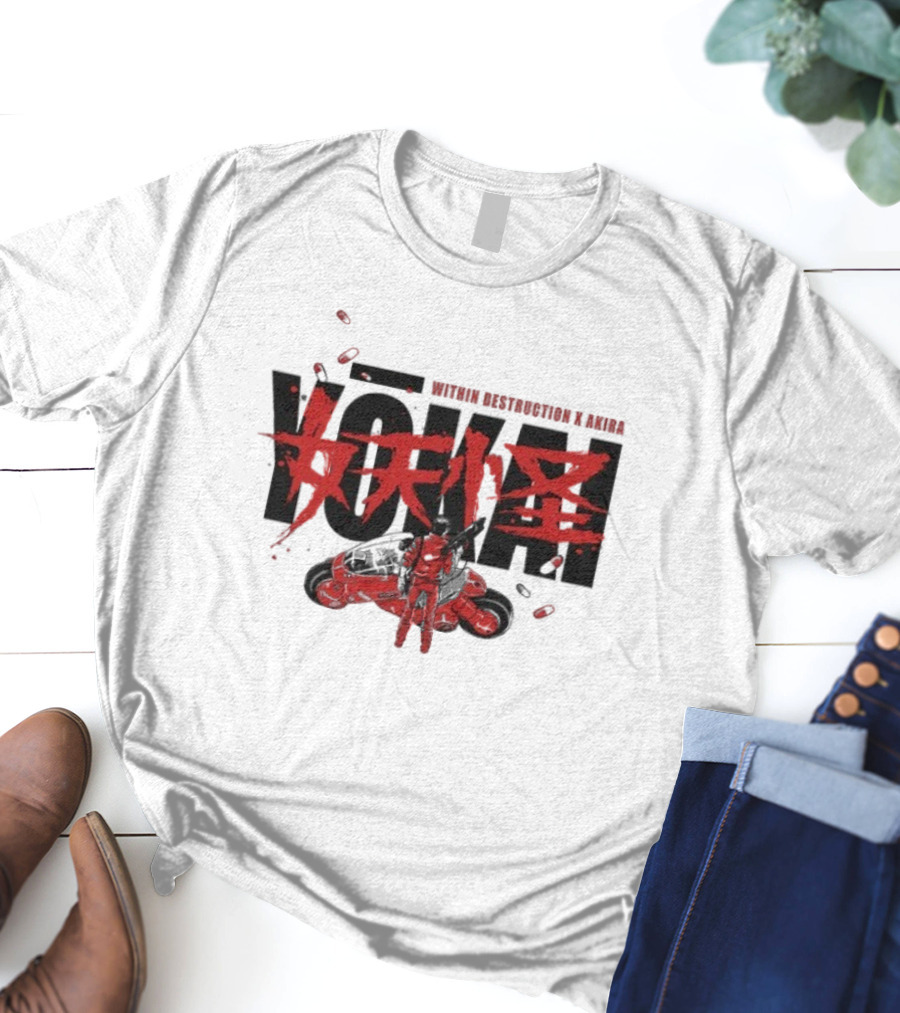 Within Destruction Akira Yokai Kanji And Motorcycle Scene T-Shirt