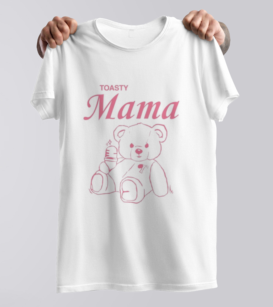 Toasty Mama Bear Pink Outline Plush Bear T-Shirt