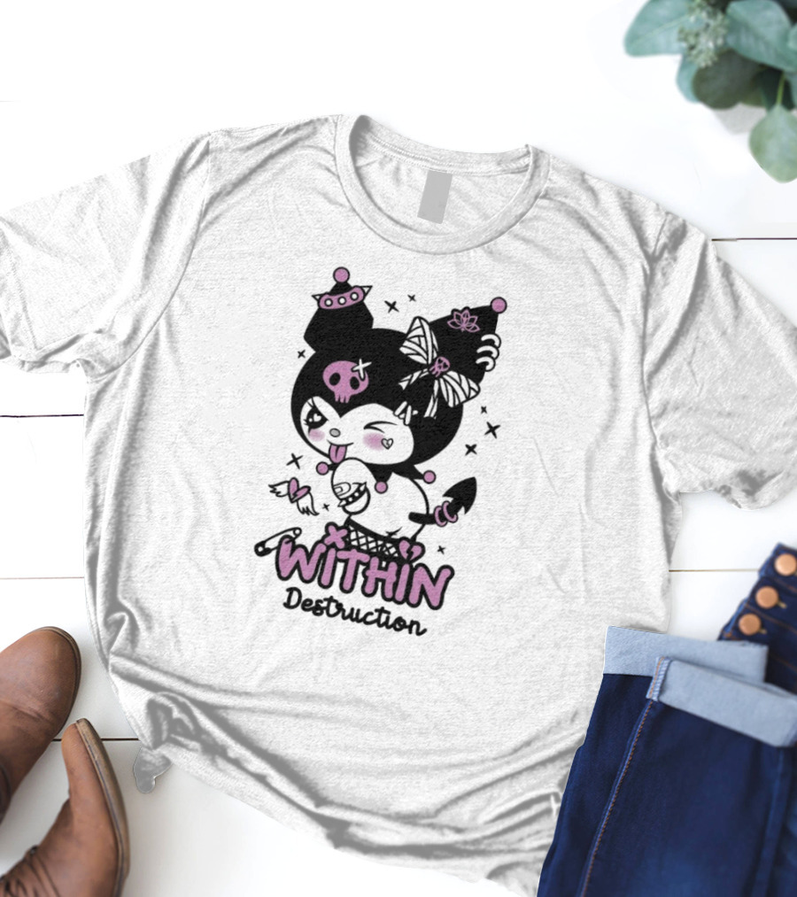 Within Destruction Devil Kitty Kuromi Skull And Bow Elements T-Shirt