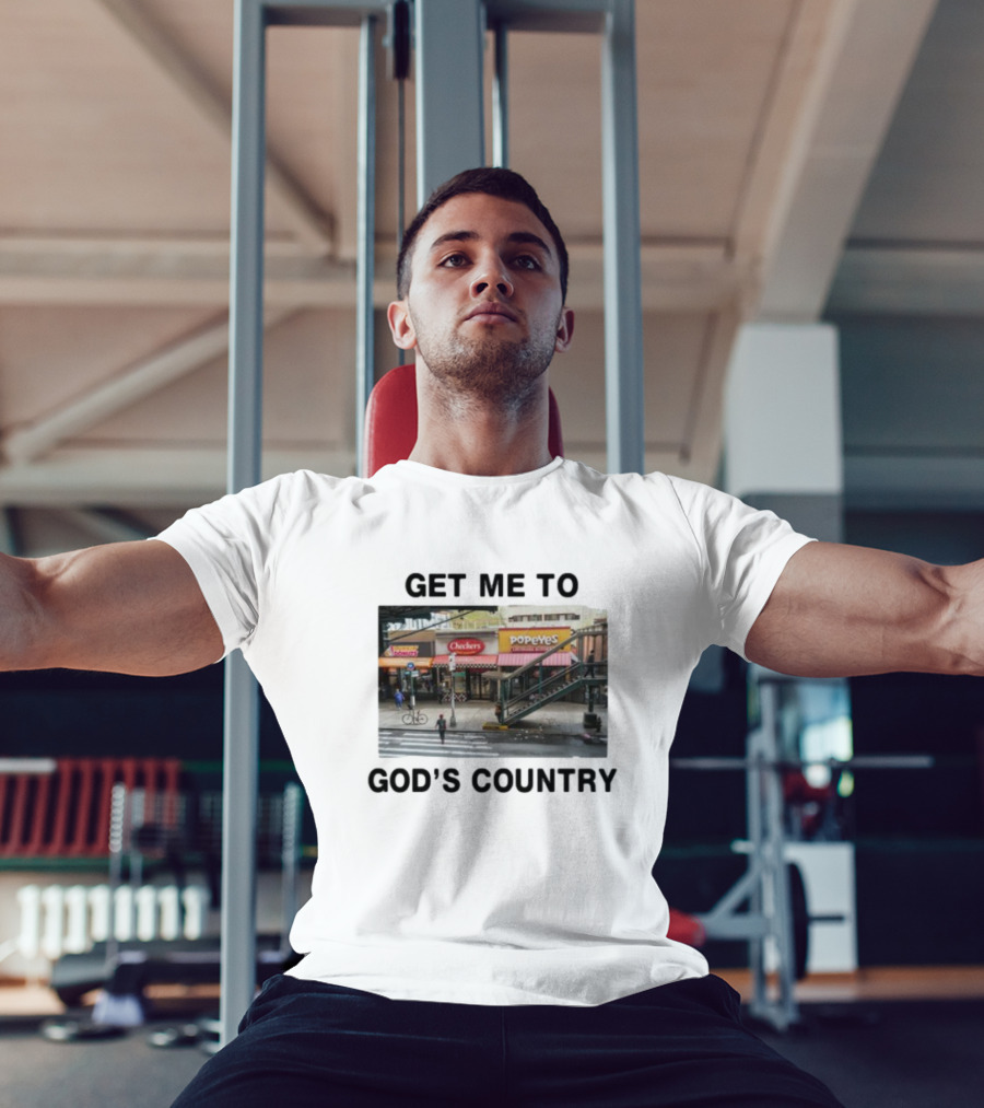 Get Me To God's Country Checkers Popeyes Dunkin' NYC Street Scene T-Shirt