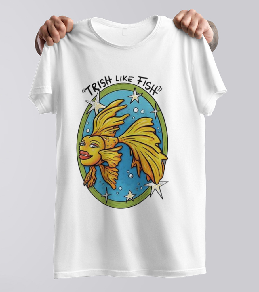 Trish Like Fish Goldfish With Stars And Bubbles T-Shirt