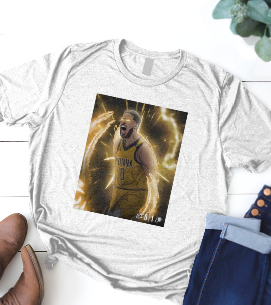 Tyrese Haliburton Indiana Pacers Game 1 Cavaliers Showdown NBA Artwork T-Shirt