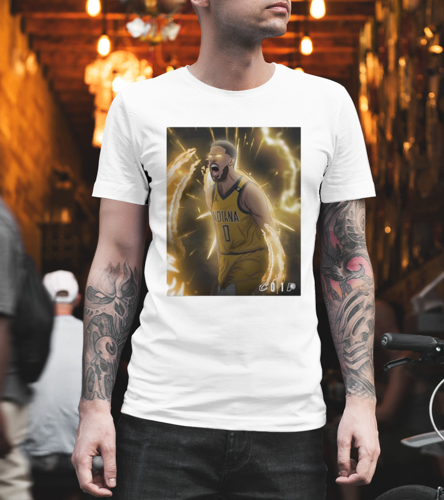 Tyrese Haliburton Indiana Pacers Game 1 Cavaliers Showdown NBA Artwork T-Shirt