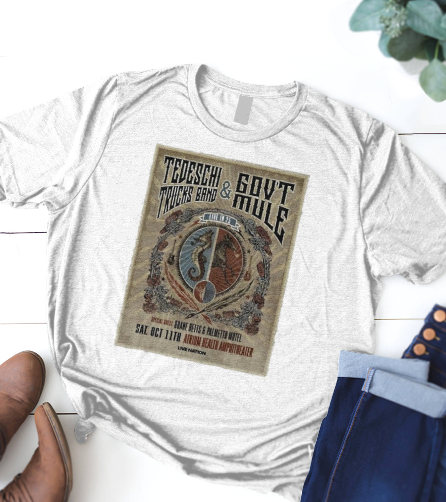 Tedeschi Trucks Band & Gov’t Mule Live In 25 Macon Georgia October 11 Atrium Health Amphitheater Special Guest Jiane Betts & Palmetto Motel T-Shirt