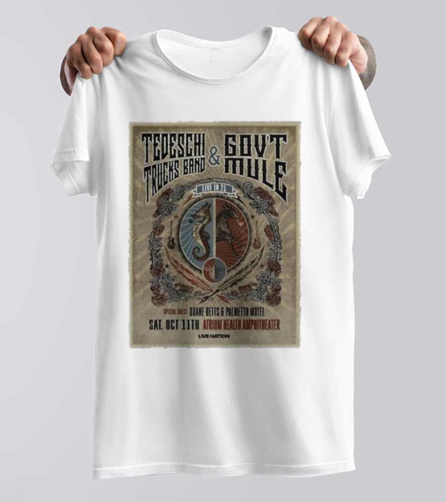 Tedeschi Trucks Band & Gov’t Mule Live In 25 Macon Georgia October 11 Atrium Health Amphitheater Special Guest Jiane Betts & Palmetto Motel T-Shirt