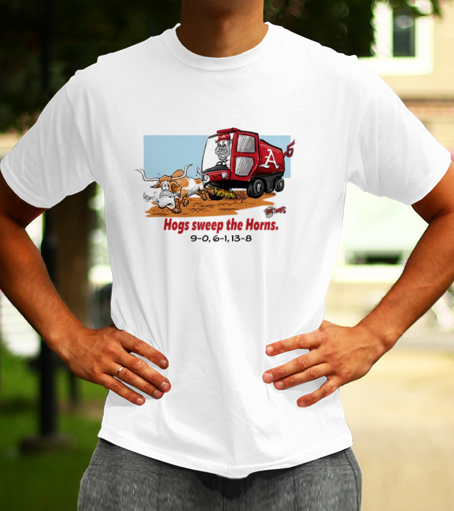 Hogs Sweep The Horns Texas Longhorns Vs. Arkansas Razorbacks T-Shirt