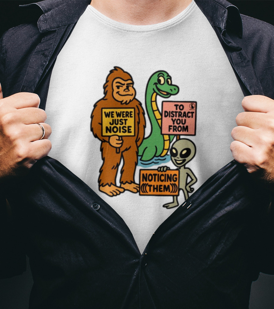 We Were Just Noise To Distract You From Noticing Them Cryptids Alien Signs T-Shirt