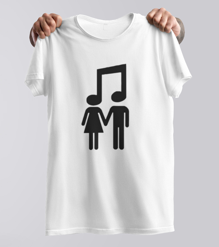 Slechthart Couple Holding Hands Music Note Head Symbols T-Shirt