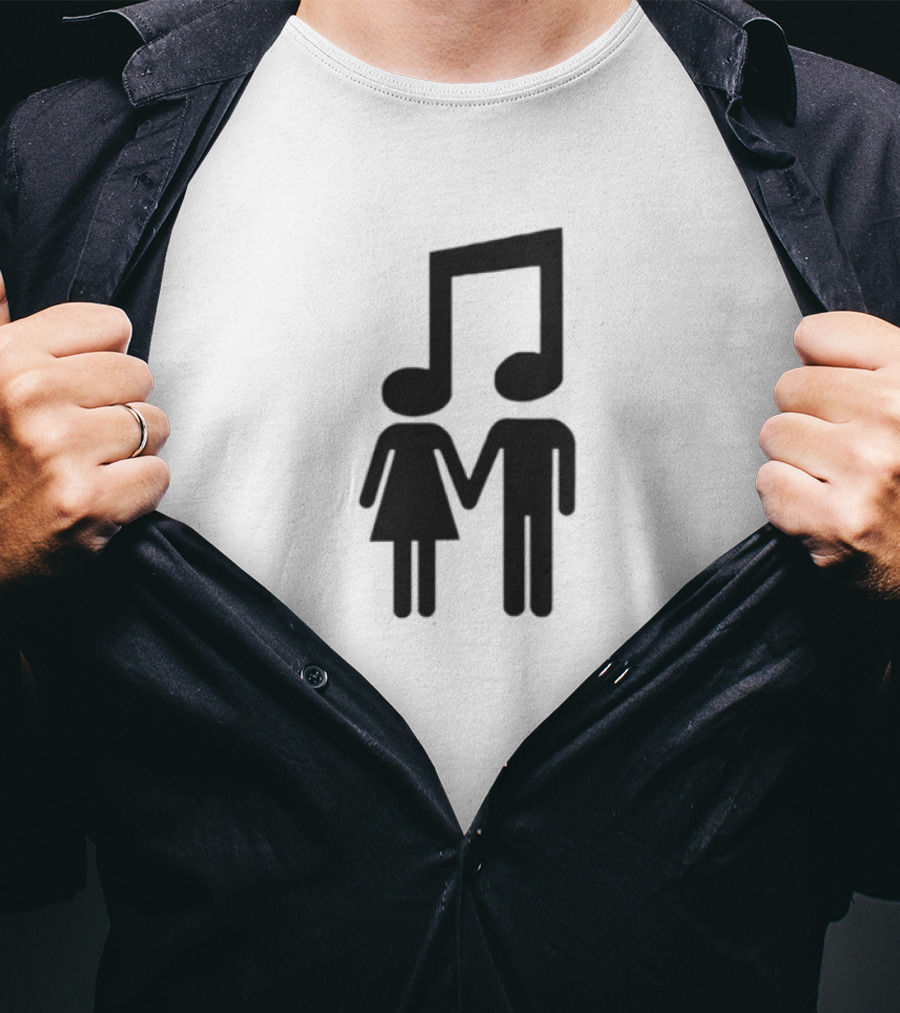 Slechthart Couple Holding Hands Music Note Head Symbols T-Shirt