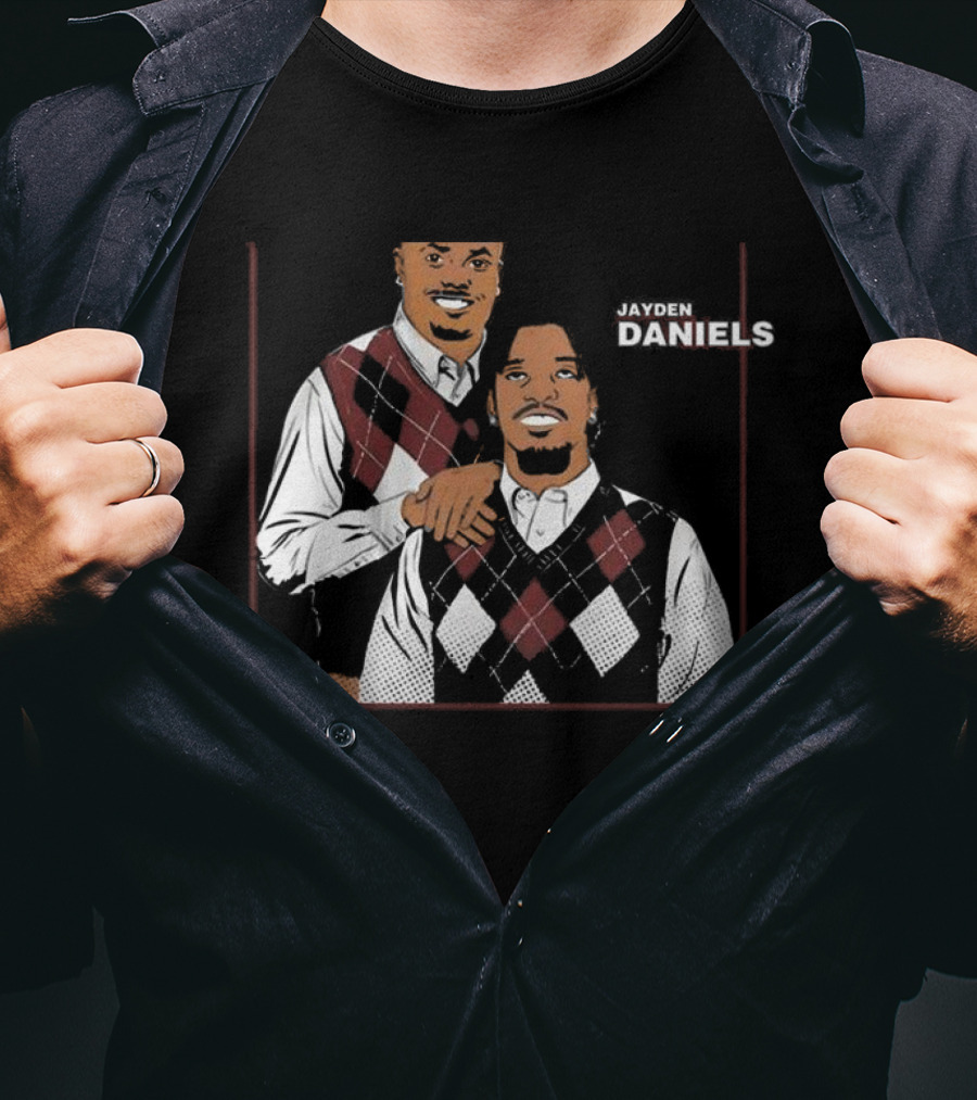 Jayden Daniels Terry Mclaurin Argyle Sweater Parody T-Shirt