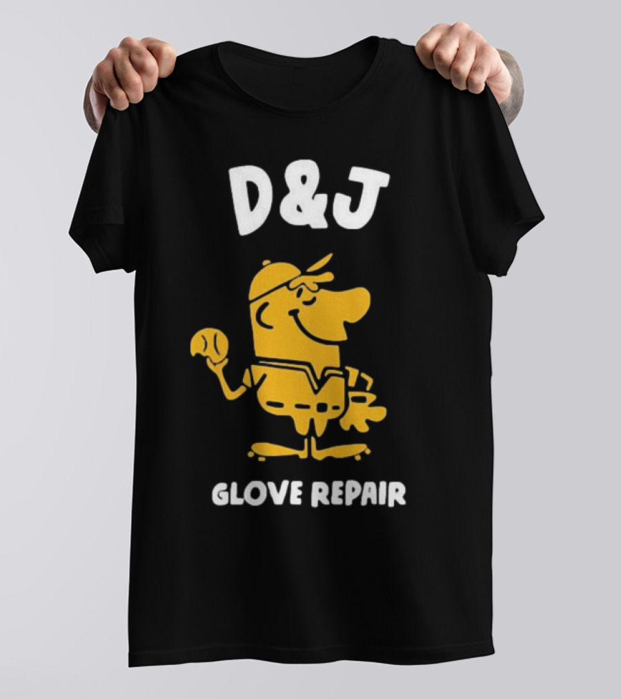 D&J Glove Repair Baseball Character With Cap And Ball T-Shirt