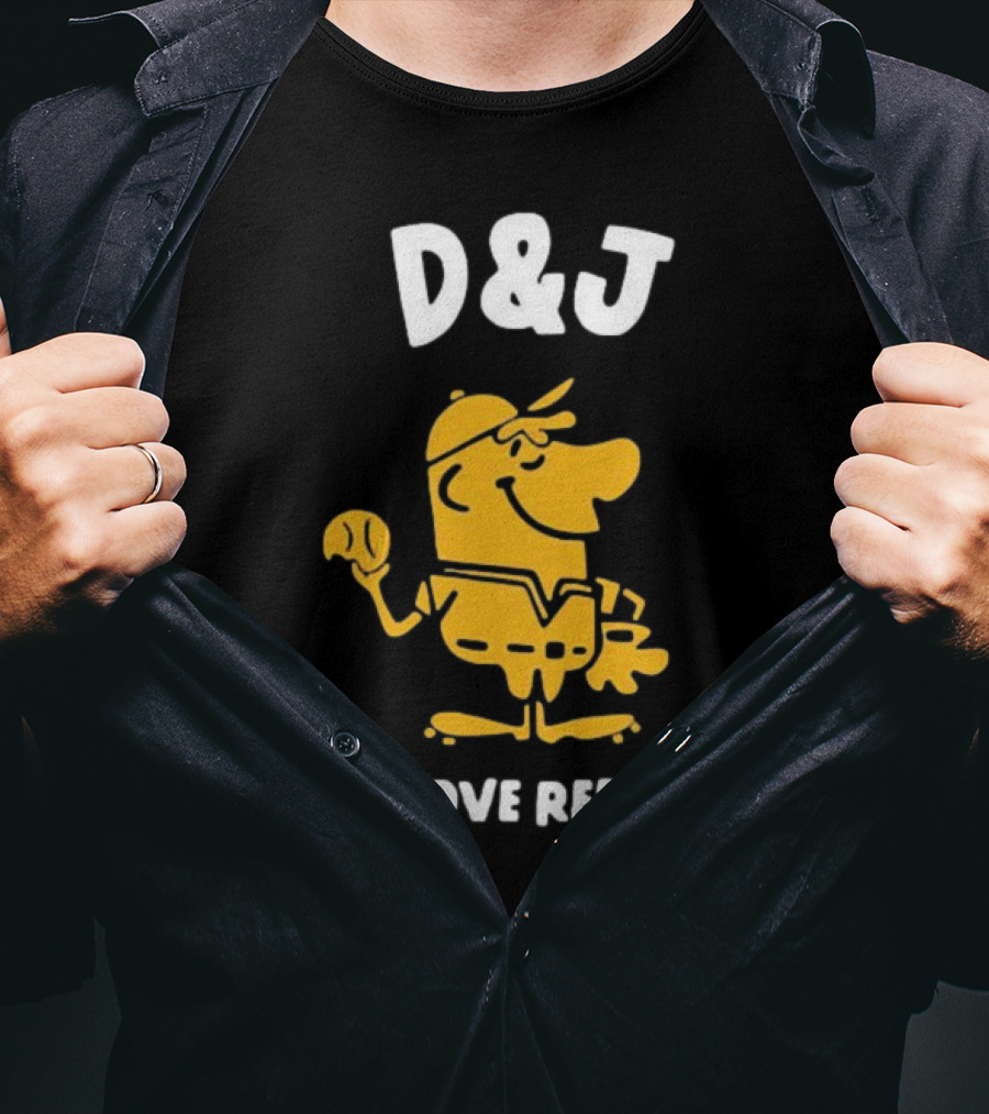 D&J Glove Repair Baseball Character With Cap And Ball T-Shirt