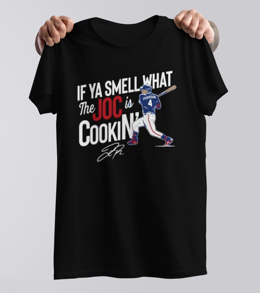 Joc Pederson If Ya Smell What The Joc Is Cookin Baseball Batting Stance T-Shirt