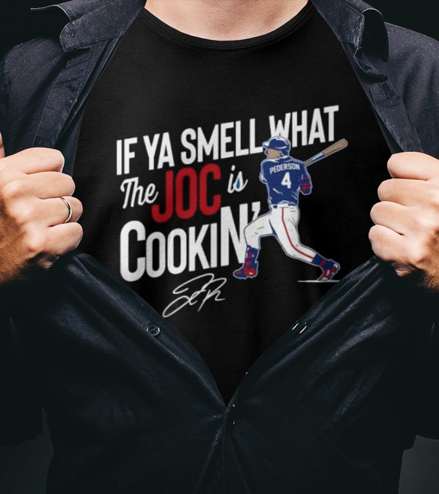 Joc Pederson If Ya Smell What The Joc Is Cookin Baseball Batting Stance T-Shirt