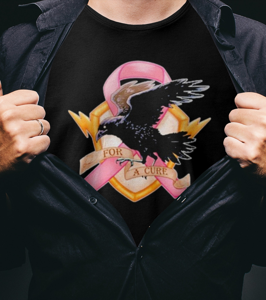 Jordan Crowe Breast Cancer Awareness Pink Ribbon Crow T-Shirt