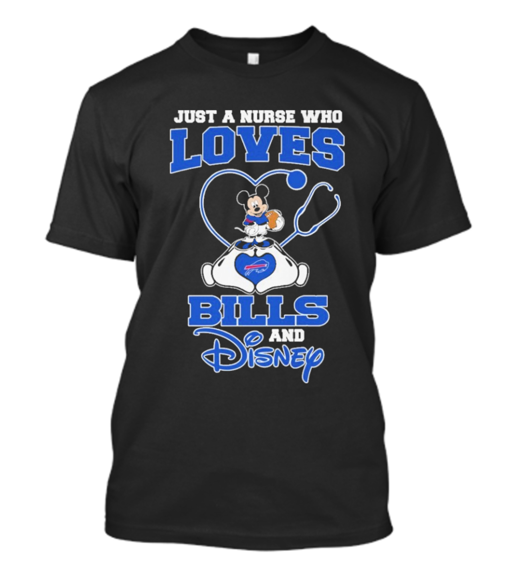 Just A Nurse Who Loves Buffalo Bills Mickey Mouse Disney Stethoscope T-Shirt