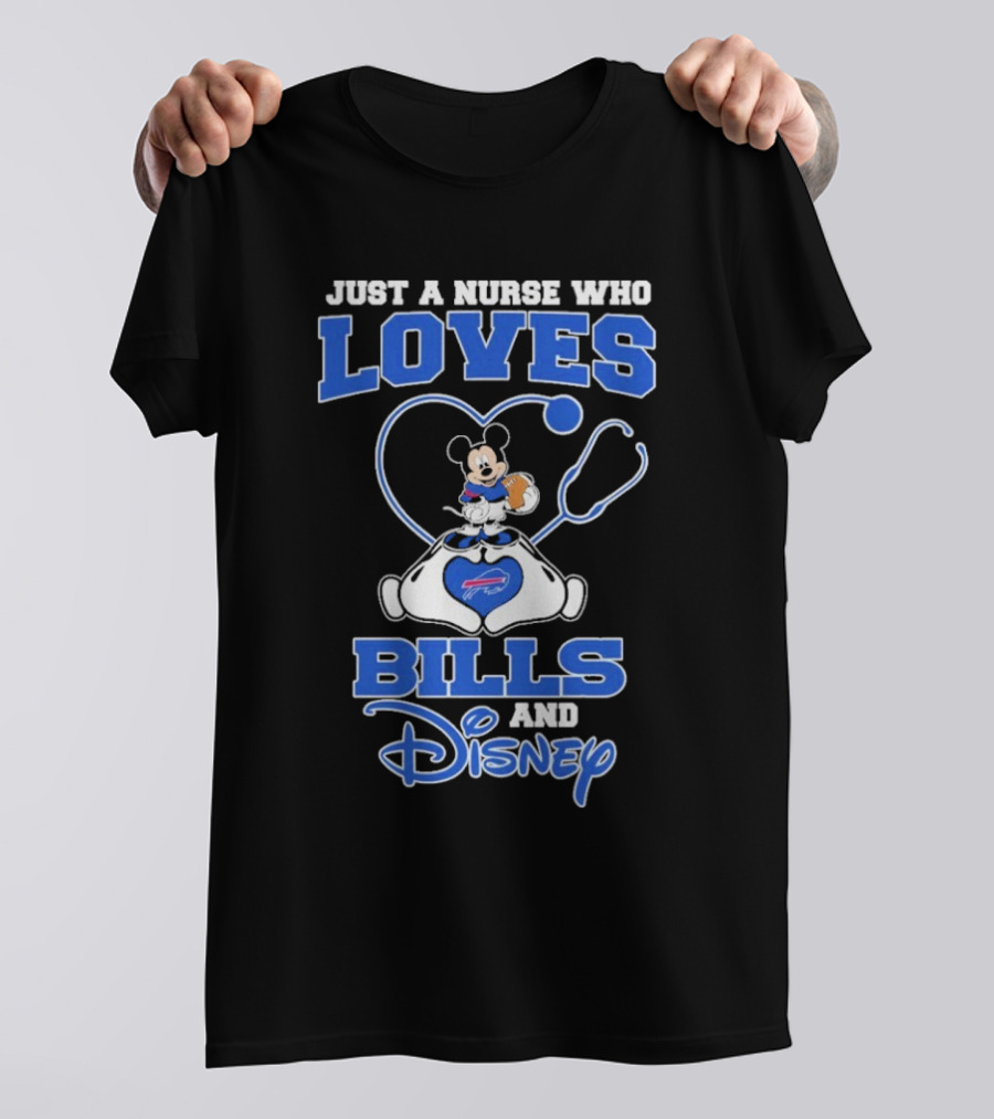 Just A Nurse Who Loves Buffalo Bills Mickey Mouse Disney Stethoscope T-Shirt