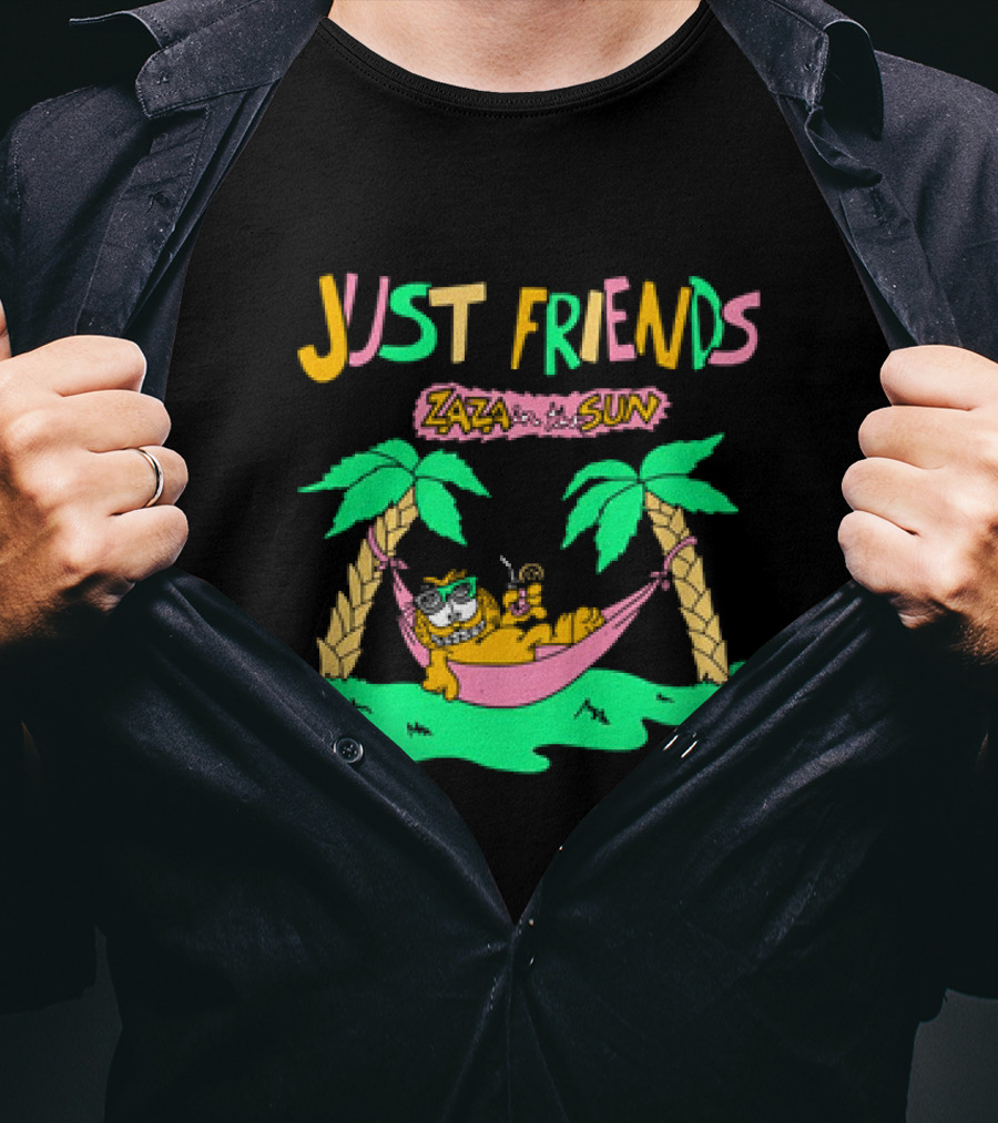 Just Friends Zaza In The Sun Relaxing In Hammock Under Palms T-Shirt