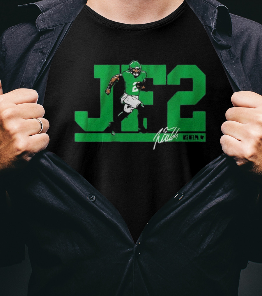 JF2 Justin Fields Green Running Back Number 2 Signature T-Shirt