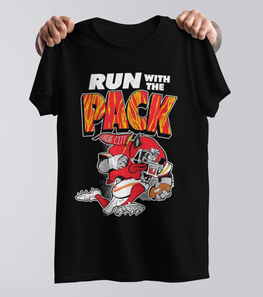 Run With The Pack Kansas City Chiefs KC Wolf 2025 T-Shirt