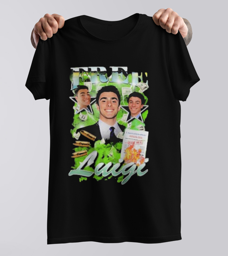 Free Luigi Keiajah Concert Green Money Stars T-Shirt