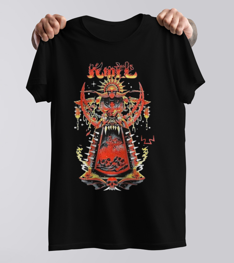 Koil Kenyataan Dalam Dunia Fantasi Gothic Artwork With Skulls And Reaper Imagery T-Shirt