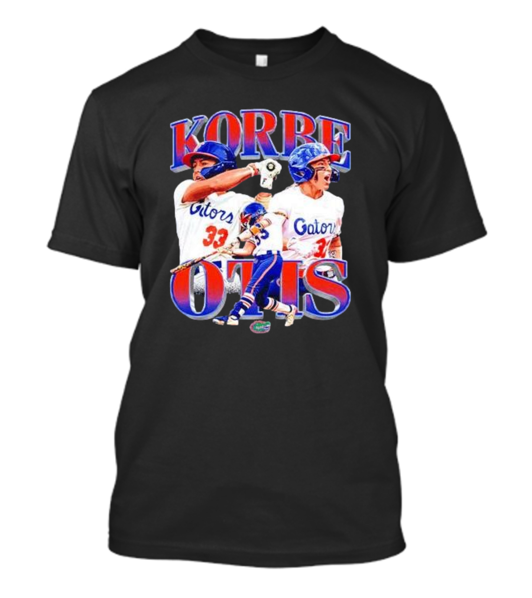 Korbe Otis Florida Gators Softball Player 33 Gators Blue Helmet Collage T-Shirt