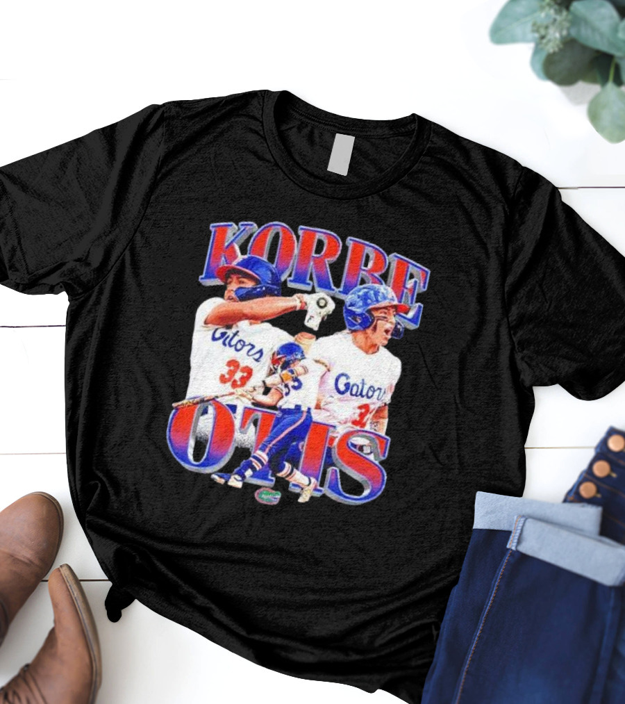 Korbe Otis Florida Gators Softball Player 33 Gators Blue Helmet Collage T-Shirt