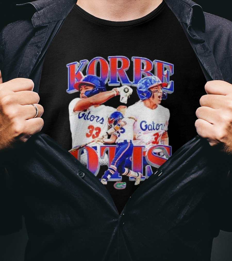 Korbe Otis Florida Gators Softball Player 33 Gators Blue Helmet Collage T-Shirt
