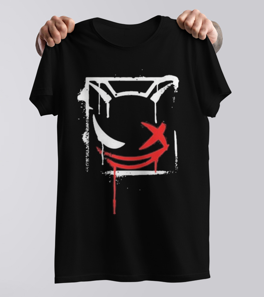Kreekcraft Graffiti Smiling Face With Dripping Red X T-Shirt