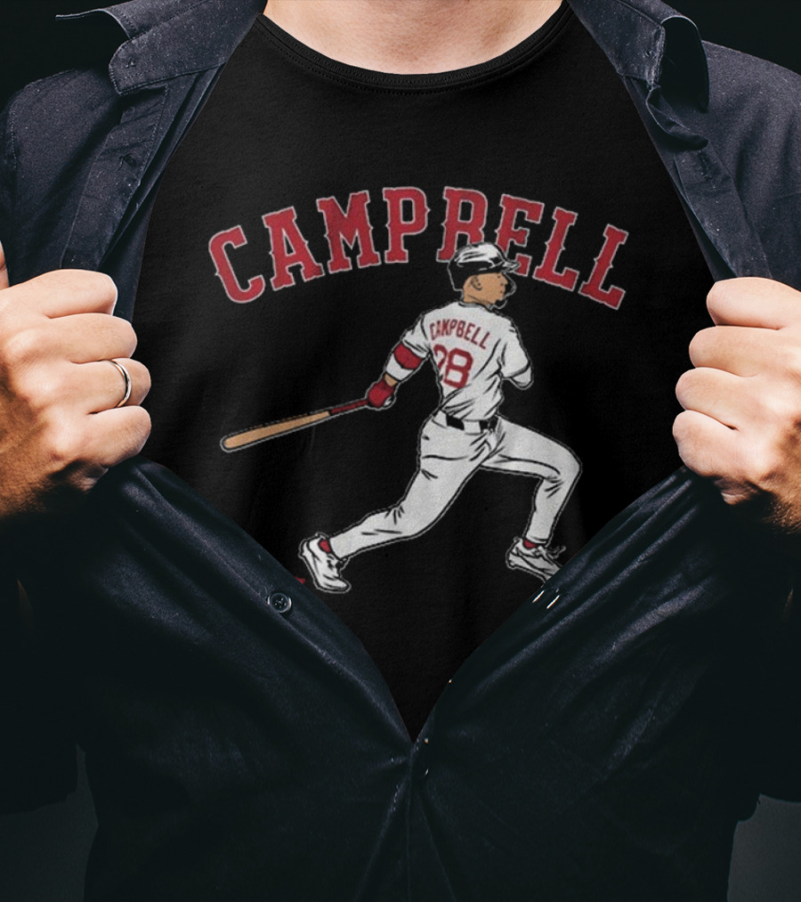 CAMPBELL 28 Baseball Player Swing Illustration T-Shirt