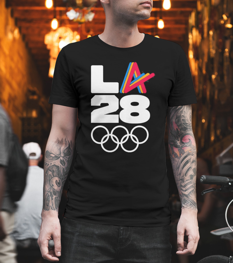 LA 2028 Olympics Multicolor Logo With Rings T-Shirt