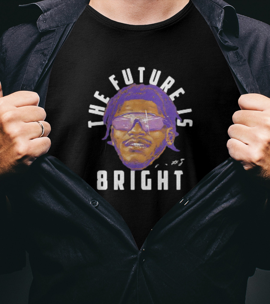 Lamar Jackson Baltimore Ravens NFL Football The Future Is Bright Vintage Sunglasses Signature T-Shirt